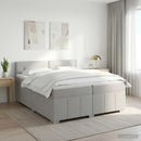 Boxmadras med topmadras Lysegrå 200 x 200 cm Stof