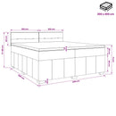 Boxmadras med topmadras med hovedgærde Sort 200 x 200 cm Stof