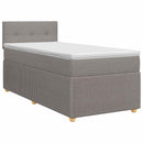 Boxmadras med topmadras med hovedgærde Gråbrun 90 x 190 cm Stof