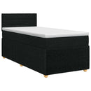 Boxmadras med topmadras med hovedgærde Sort 90 x 200 cm Stof