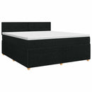 Boxmadras med topmadras med hovedgærde Sort 140 x 190 cm Stof