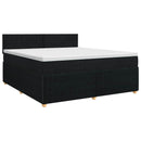 Boxmadras med topmadras med hovedgærde Sort 140 x 190 cm Stof