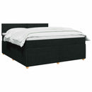 Boxmadras med topmadras med hovedgærde Sort 140 x 190 cm Stof