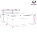 Boxmadras med topmadras med hovedgærde Sort 160 x 200 cm Stof