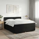 Boxmadras med topmadras med hovedgærde Sort 140 x 190 cm Stof