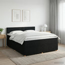 Boxmadras med topmadras med hovedgærde Sort 140 x 200 cm Stof
