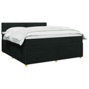 Boxmadras med topmadras med hovedgærde Sort 180 x 200 cm Stof