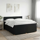 Boxmadras med topmadras med hovedgærde Sort 140 x 190 cm Stof