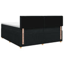Boxmadras med topmadras med hovedgærde Sort 200 x 200 cm Stof