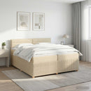 Boxmadras med topmadras Cremefarvet 200 x 200 cm Stof
