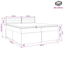 Boxmadras med topmadras med hovedgærde Blå 200 x 200 cm Stof