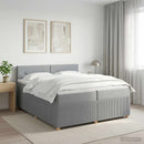 Boxmadras med topmadras Lysegrå 200 x 200 cm Stof