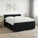 Boxmadras med topmadras med hovedgærde Sort 200 x 200 cm Stof