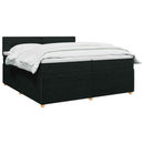 Boxmadras med topmadras med hovedgærde Sort 200 x 200 cm Stof