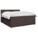 Boxmadras med topmadras Mørk Brun 200 x 200 cm Stof