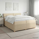 Boxmadras med topmadras Cremefarvet 200 x 200 cm Stof