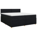 Boxmadras med topmadras med hovedgærde Sort 200 x 200 cm Stof