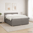 Boxmadras med topmadras Gråbrun 200 x 200 cm Stof