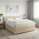 Boxmadras med topmadras Cremefarvet 200 x 200 cm Stof
