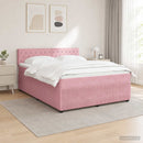 Boxmadras med topmadras Lyserød 140 x 190 cm Fløjl