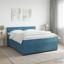 Boxmadras med topmadras Mørk blå 140 x 190 cm Fløjl