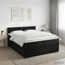 Boxmadras med topmadras med hovedgærde Sort 200 x 200 cm Fløjl