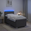 Box Spring Seng med Madras og LED Mørkegrå 80 x 200 cm Stof