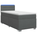 Box Spring Seng med Madras og LED Mørkegrå 80 x 200 cm Stof