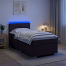 Box Spring Seng med Madras og LED Mørk Brun 100 x 200 cm Stof