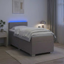 Box Spring Seng med Madras og LED Gråbrun 90 x 200 cm Stof