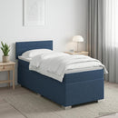 Box Spring Seng med Madras og LED Cremefarvet 90 x 190 cm Stof