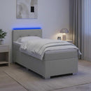 Box Spring Seng med Madras og LED Lysegrå 80 x 200 cm Stof