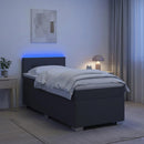 Box Spring Seng med Madras og LED Mørkegrå Enkelt Stof