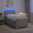 Box Spring Seng med Madras og LED Gråbrun 80 x 200 cm Stof