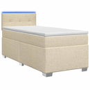Box Spring Seng med Madras og LED Cremefarvet 80 x 200 cm Stof