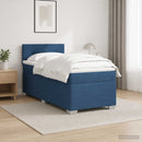 Box Spring Seng med Madras og LED Blå 80 x 200 cm Stof