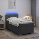 Box Spring Seng med Madras og LED Mørkegrå Enkelt Stof