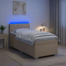 Box Spring Seng med Madras og LED Cremefarvet 100 x 200 cm Stof