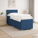 Box Spring Seng med Madras og LED Blå 100 x 200 cm Stof