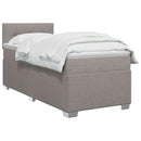 Box Spring Seng med Madras og LED Gråbrun 90 x 190 cm Stof