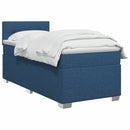 Box Spring Seng med Madras og LED Blå 90 x 190 cm Stof