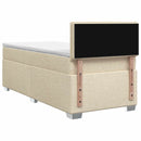 Box Spring Seng med Madras og LED Cremefarvet 90 x 190 cm Stof