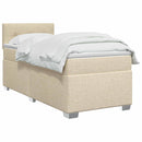 Box Spring Seng med Madras og LED Cremefarvet 90 x 200 cm Stof