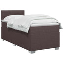Box Spring Seng med Madras og LED Mørk Brun 100 x 200 cm Stof