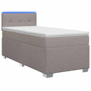 Box Spring Seng med Madras og LED Gråbrun 100 x 200 cm Stof