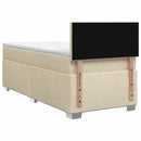 Box Spring Seng med Madras og LED Cremefarvet 100 x 200 cm Stof