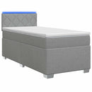 Box Spring Seng med Madras og LED Lysegrå 100 x 200 cm Stof