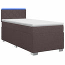 Box Spring Seng med Madras og LED Mørk Brun 100 x 200 cm Stof