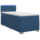Box Spring Seng med Madras og LED Blå 100 x 200 cm Stof