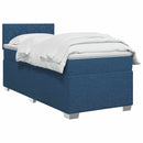 Box Spring Seng med Madras og LED Blå 100 x 200 cm Stof